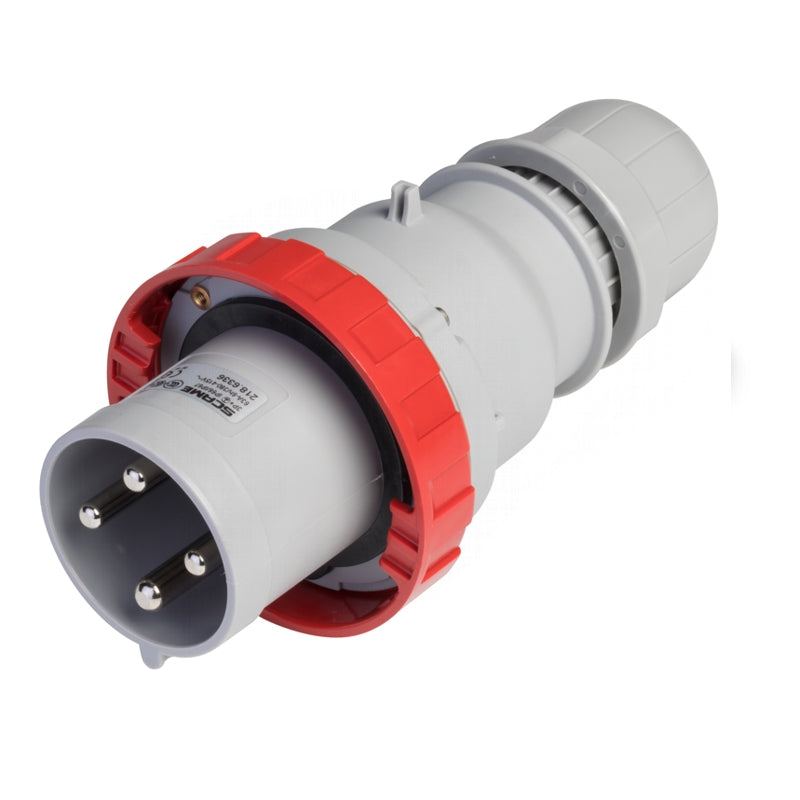 Scame Optima Plug 218.6336 - Connettore 3P + E, 63A, 380-415V, IP66/IP67, Rosso, Per Applicazioni Industriali