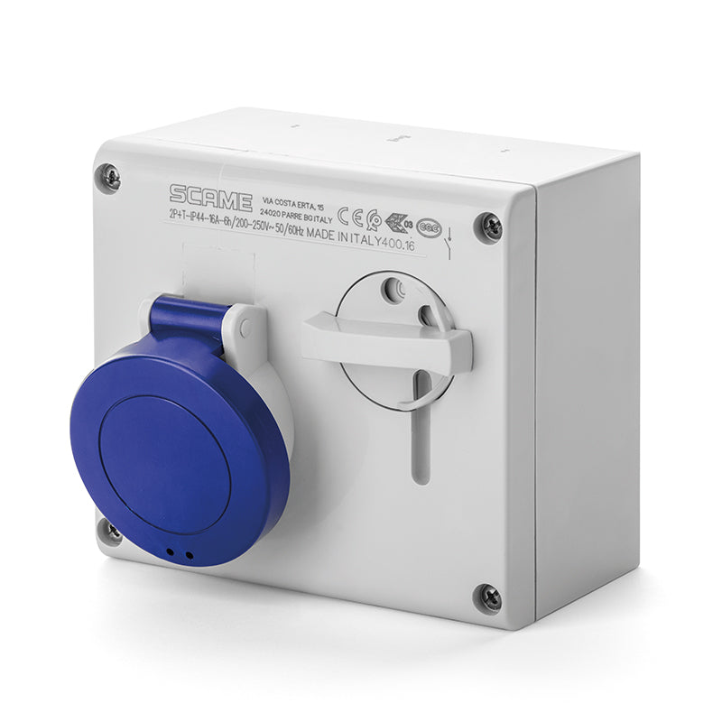 500.3283 Scame Omnia Interlocked Socket 2P+E IP44 32A 6h