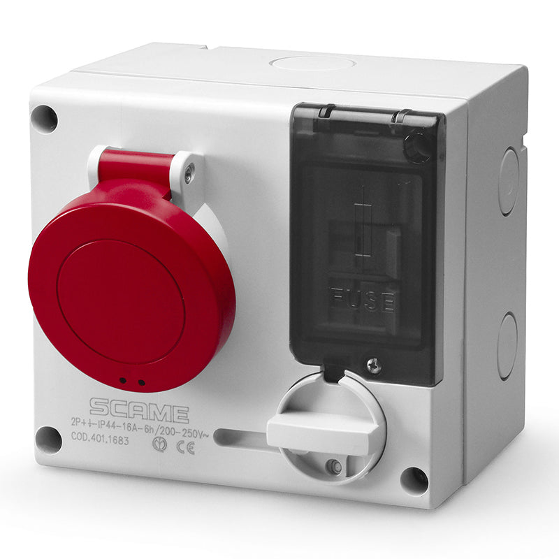 501.M1687 Scame Omnia Interlocked Socket 3P+N+E IP44 16A 6h with Fuse Holder
