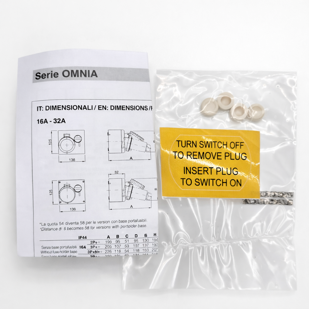 505.3287 Scame Omnia Interlocked Socket 3P+N+E IP67 32A 6h