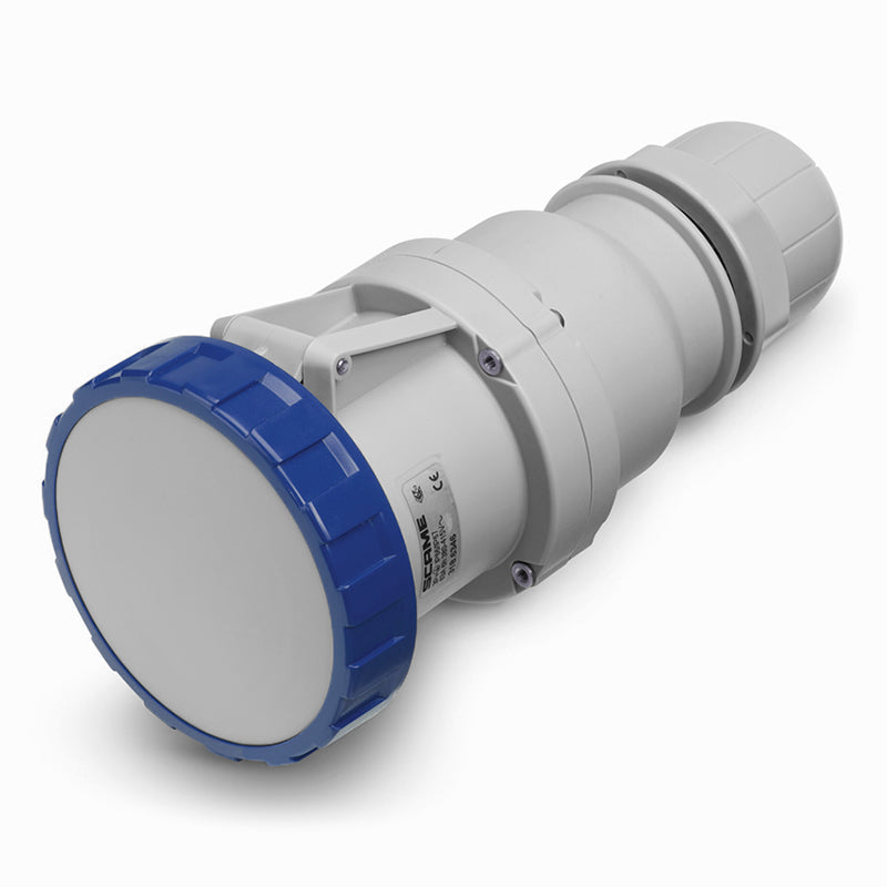 Scame Optima 318.12543 IEC 60309 connector, 125A 2P+E 6h, blue, IP66/IP67/IP69