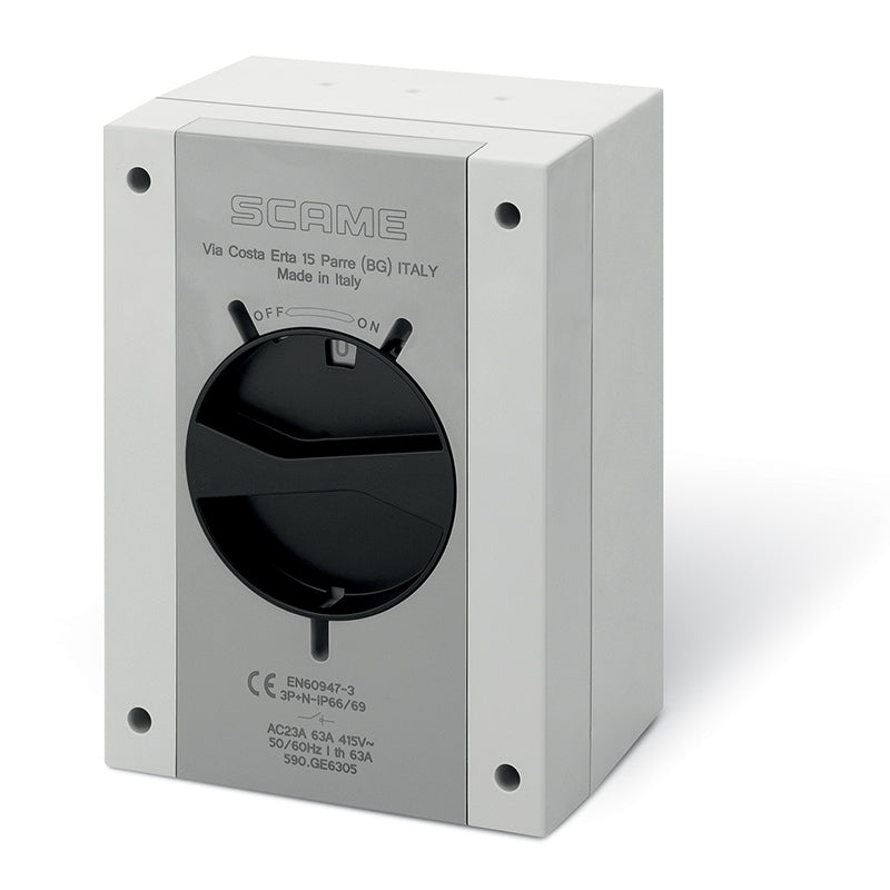 SCAME Switch Disconnector 100A 3P IP66/IP69 (General - Grey/Black, High Wiring Capacity)