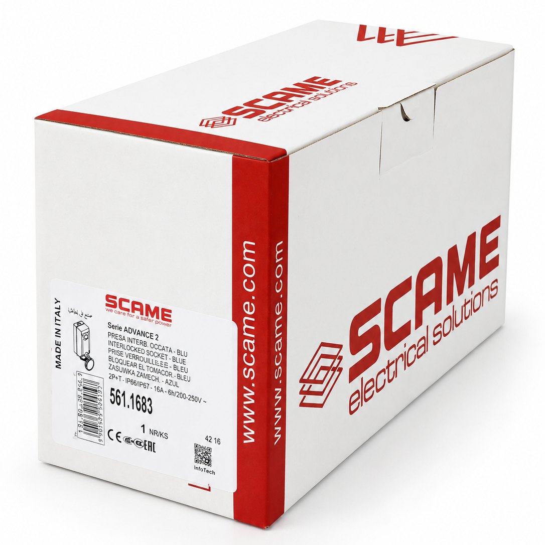 561.1683 Scame Advance 2 Interlocked Socket 2P+E IP67 16A 6h
