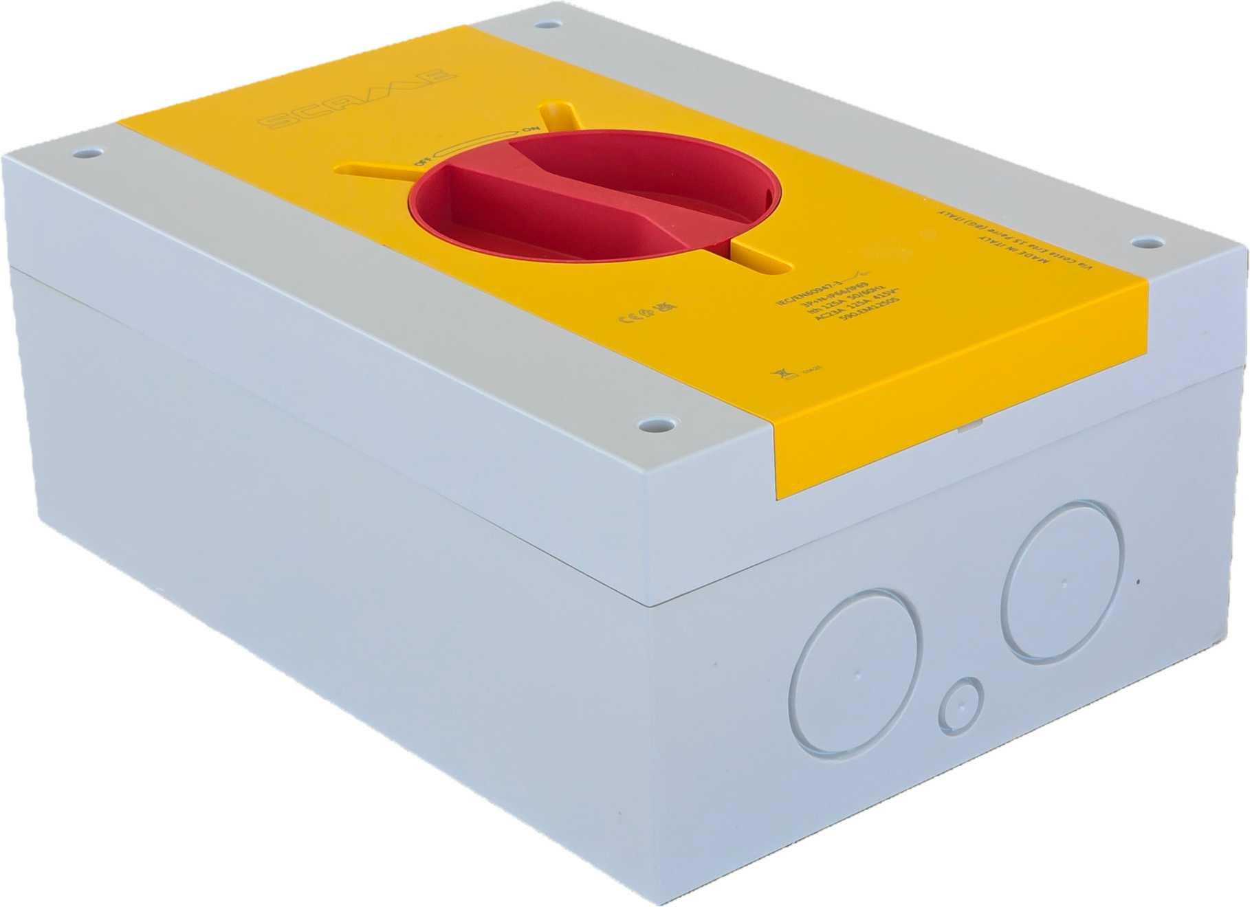 SCAME Switch Disconnector 125A 3P+SN IP66/IP69 (Emergency - Yellow/Red)