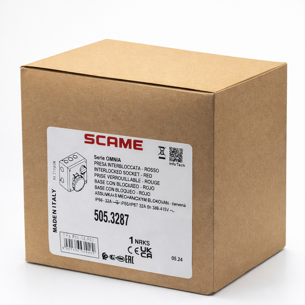 505.3287 Scame Omnia Interlocked Socket 3P+N+E IP67 32A 6h