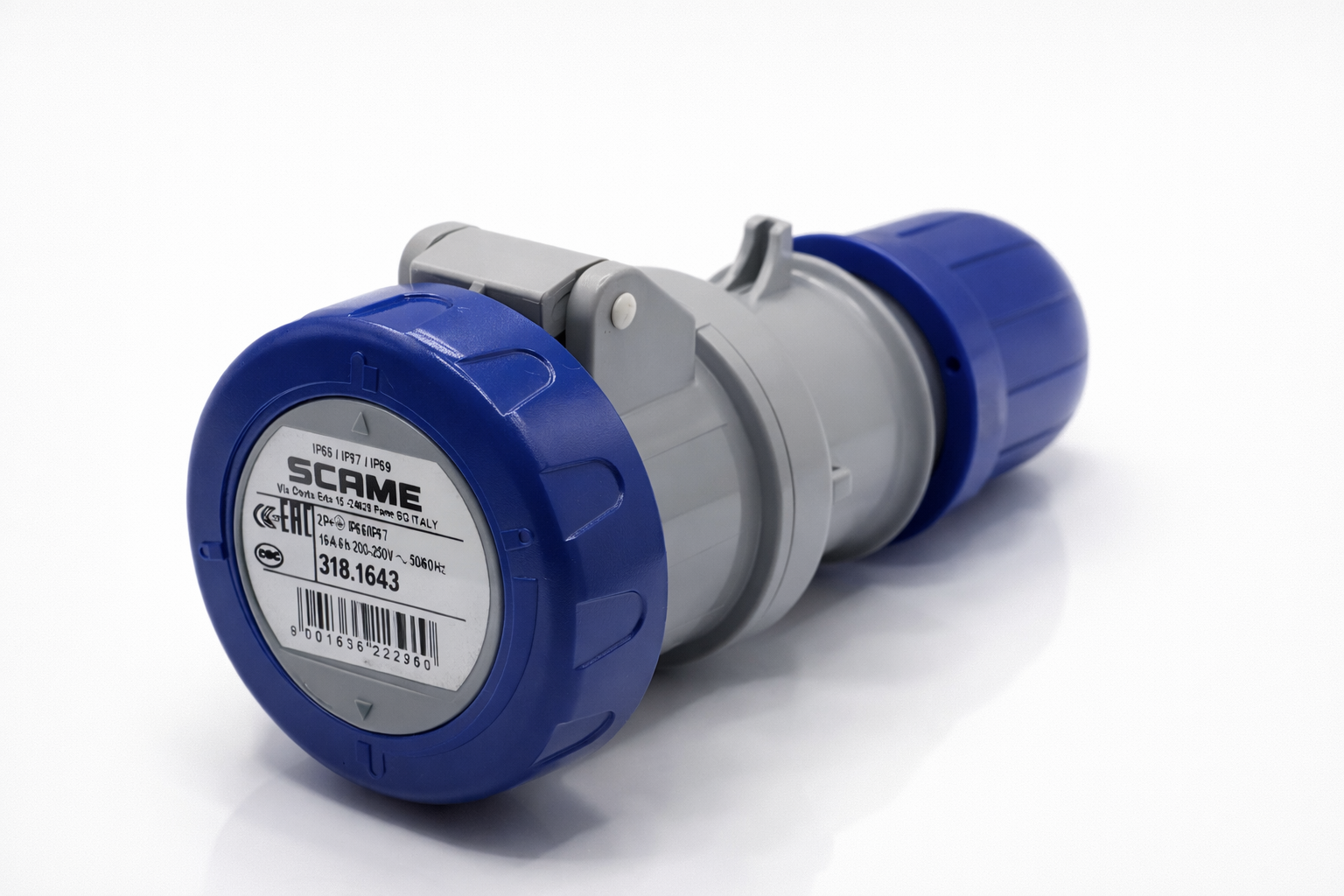 318.1643 Scame Optima IEC Connector 16A 2P+E 6h 200-250V