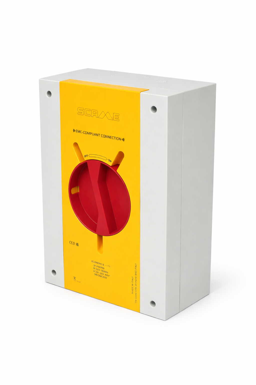 SCAME Switch Disconnector 125A 3P IP66/IP69 (Emergency - Yellow/Red)