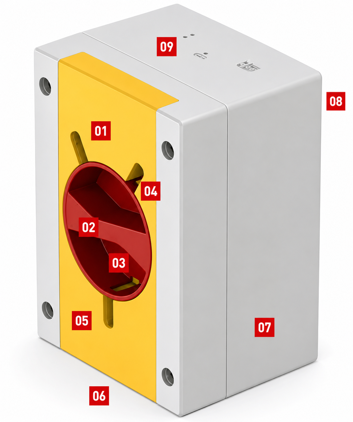 SCAME ISOLATORS-TP construction details numbered 01 to 09